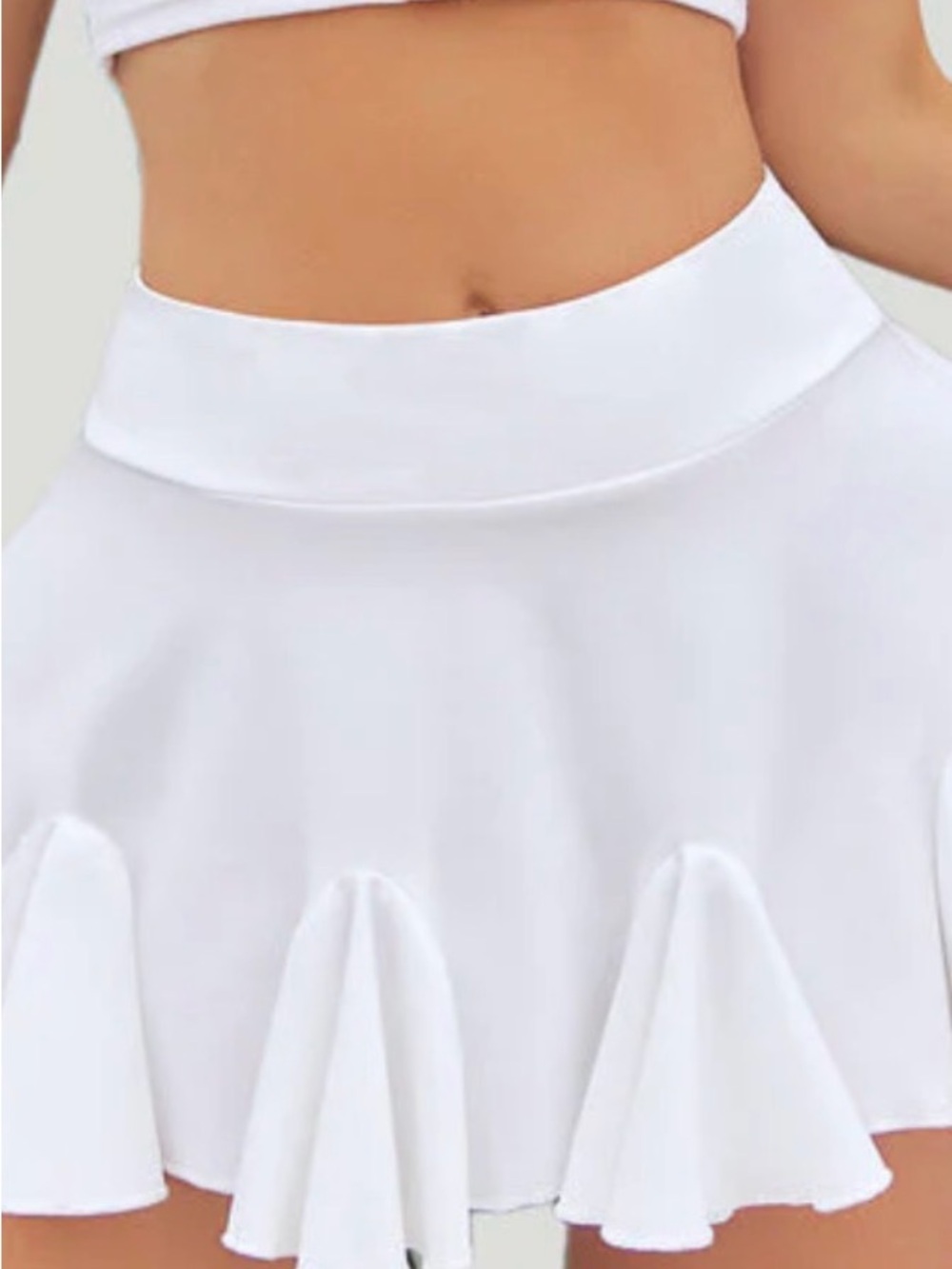 Women's White Flared Ruffle Mini Skirt
